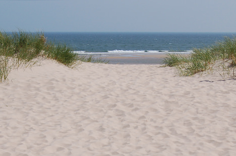 The soft white sand dunes behind Ross Back Sands